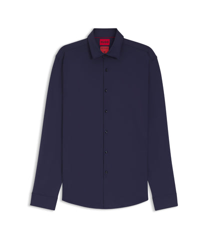 Hugo Slim Fit Shirt In Performance Stretch Jersey Dark Blue