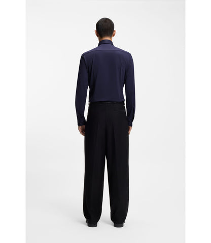 Hugo Slim Fit Shirt In Performance Stretch Jersey Dark Blue