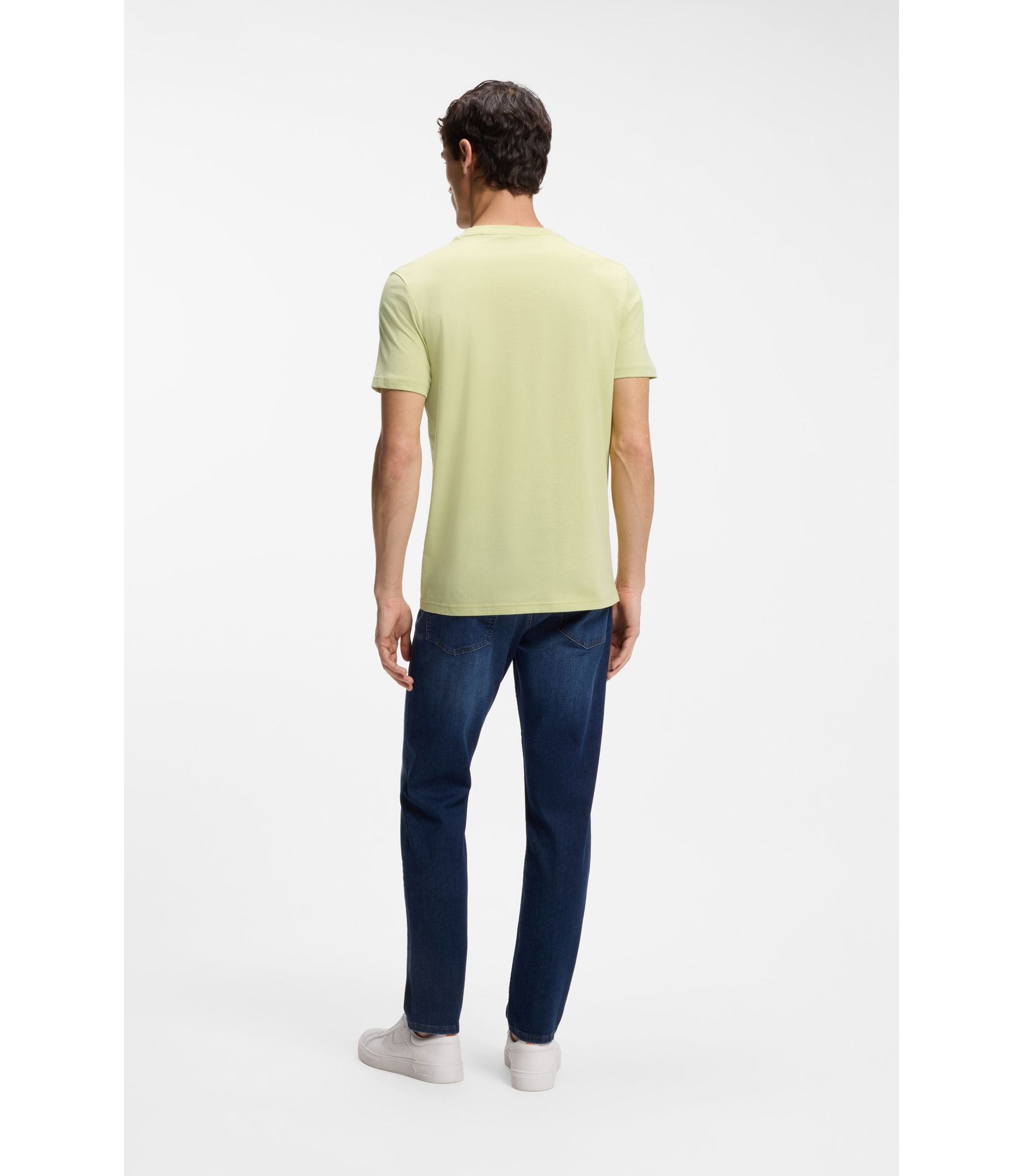 Boss Cotton Jersey T Shirt With Large Logo Print Beige