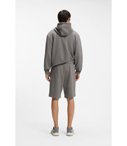 Hugo Contrast Logo Hoodie In Cotton Terry Dark Grey