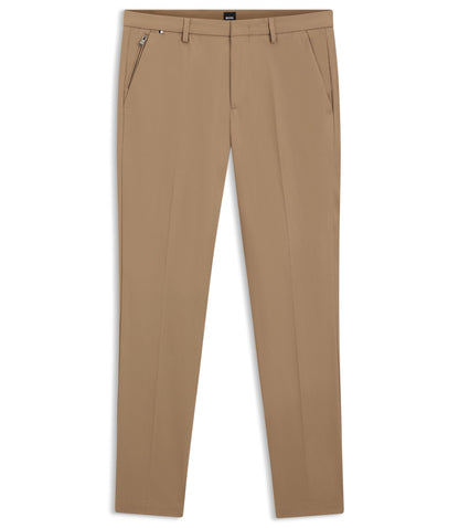 Boss Slim Fit Trousers In Stretch Cotton Light Beige