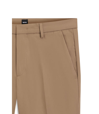 Boss Slim Fit Trousers In Stretch Cotton Light Beige