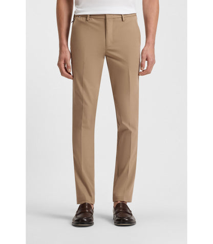 Boss Slim Fit Trousers In Stretch Cotton Light Beige