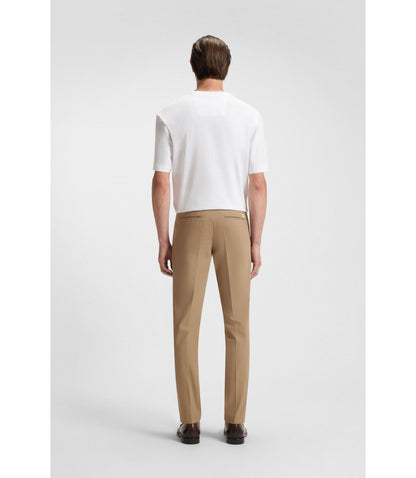 Boss Slim Fit Trousers In Stretch Cotton Light Beige