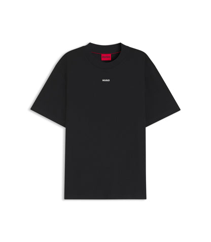 Hugo Relaxed Fit Cotton Jersey T Shirt With Logo Print Black
