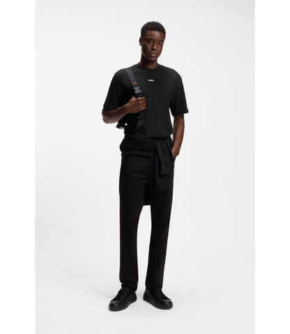 Hugo Relaxed Fit Cotton Jersey T Shirt With Logo Print Black