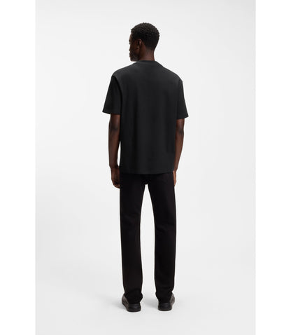 Hugo Relaxed Fit Cotton Jersey T Shirt With Logo Print Black
