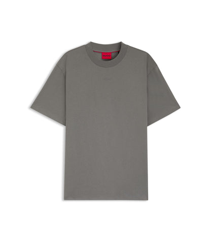 Hugo Relaxed Fit Cotton Jersey T Shirt With Logo Print Dark Grey