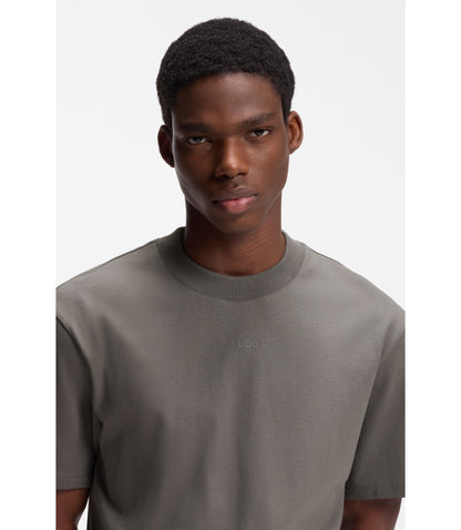 Hugo Relaxed Fit Cotton Jersey T Shirt With Logo Print Dark Grey