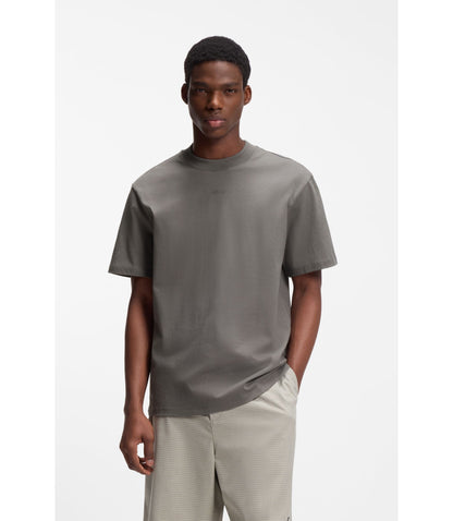 Hugo Relaxed Fit Cotton Jersey T Shirt With Logo Print Dark Grey