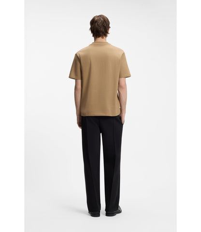 Hugo Relaxed Fit Cotton Jersey T Shirt With Logo Print Beige