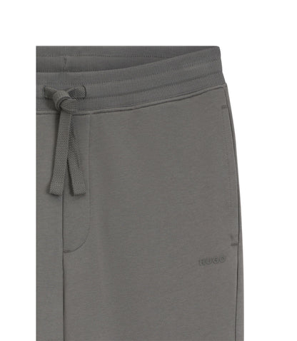 Hugo Cuffed Sweatpants In Cotton Terry With Logo Print Dark Grey