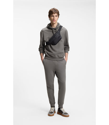 Hugo Cuffed Sweatpants In Cotton Terry With Logo Print Dark Grey