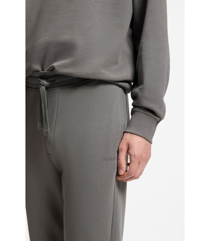 Hugo Cuffed Sweatpants In Cotton Terry With Logo Print Dark Grey