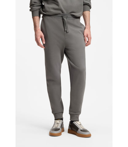 Hugo Cuffed Sweatpants In Cotton Terry With Logo Print Dark Grey