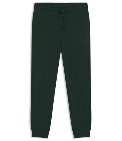 Hugo Cuffed Sweatpants In Cotton Terry With Logo Print Light Green