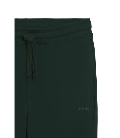 Hugo Cuffed Sweatpants In Cotton Terry With Logo Print Light Green