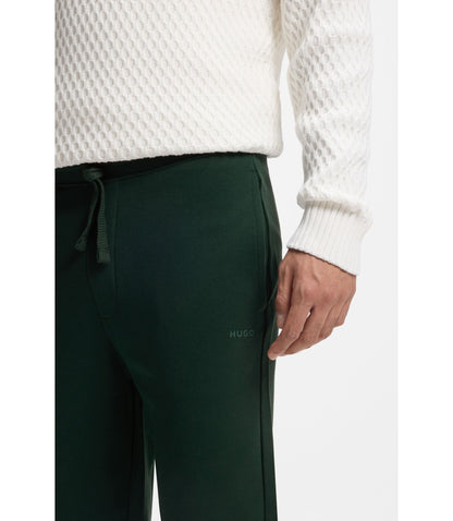 Hugo Cuffed Sweatpants In Cotton Terry With Logo Print Light Green