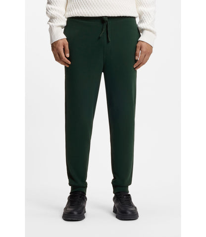 Hugo Cuffed Sweatpants In Cotton Terry With Logo Print Light Green