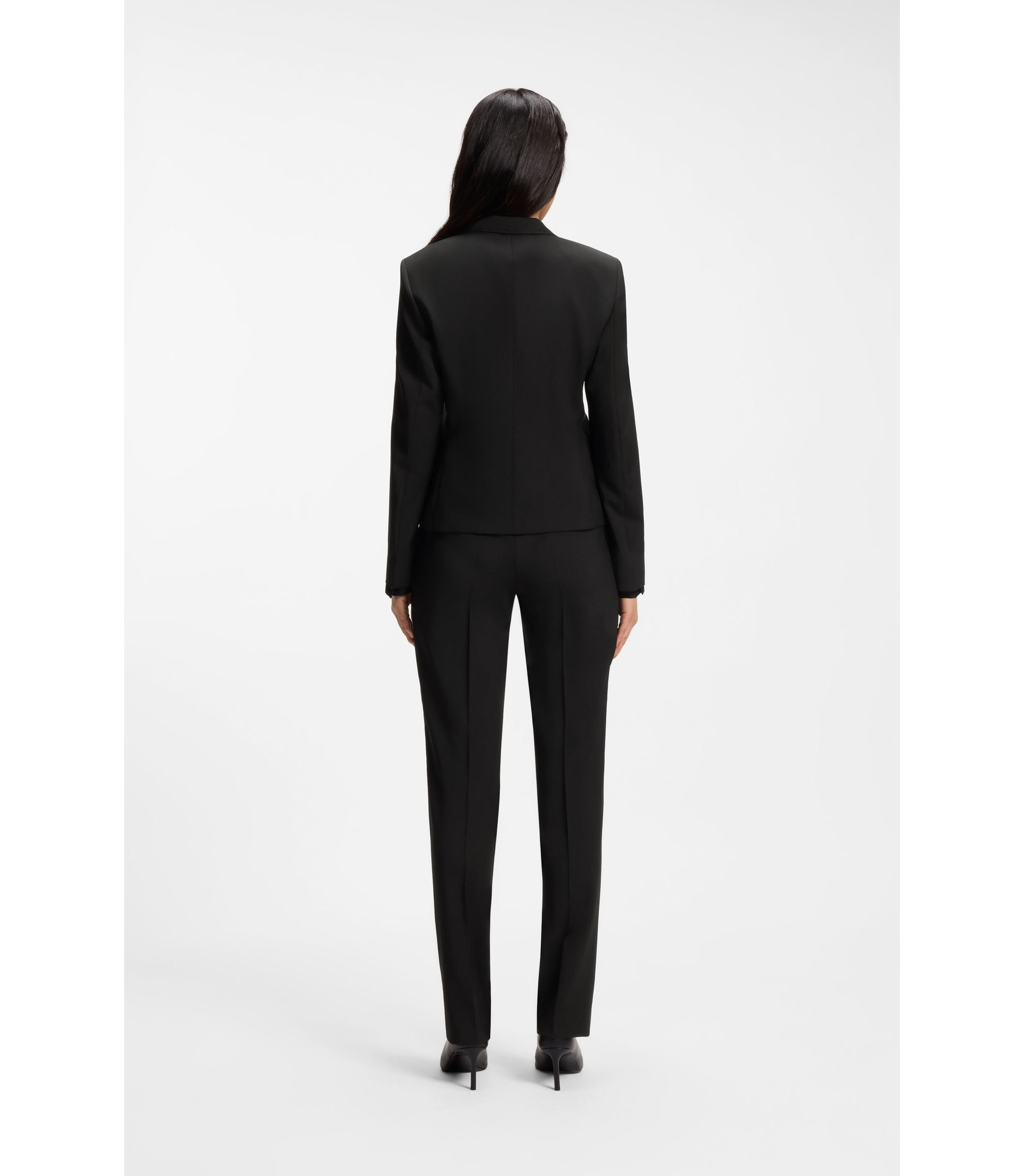 Boss Regular Fit Blazer In Italian Made Virgin Wool Black Women's