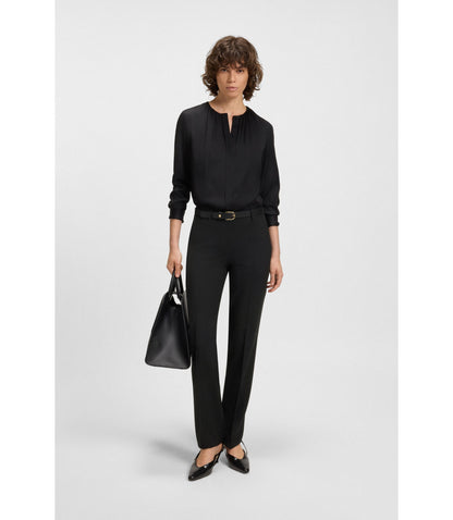 Boss Regular Fit Pants In Italian Made Virgin Wool Black Women's