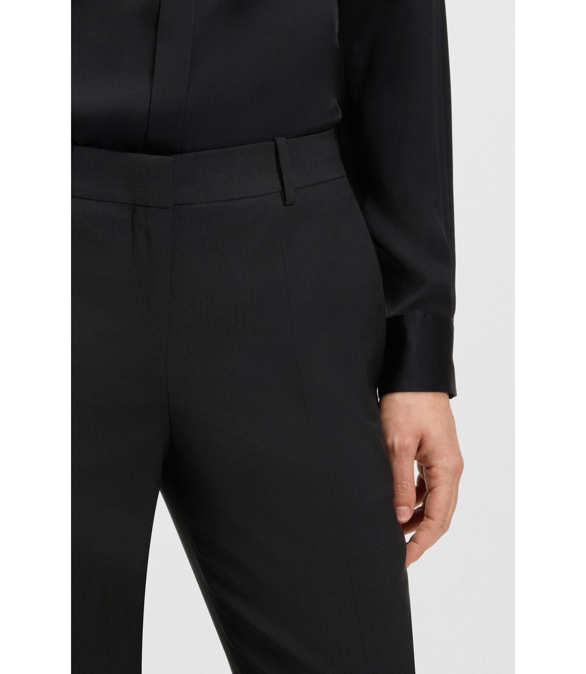 Boss Regular Fit Pants In Italian Made Virgin Wool Black Women's
