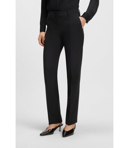 Boss Regular Fit Pants In Italian Made Virgin Wool Black Women's