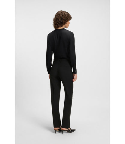 Boss Regular Fit Pants In Italian Made Virgin Wool Black Women's