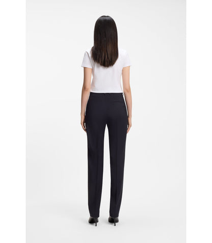 Boss Regular Fit Pants In Italian Made Virgin Wool Dark Blue Women's