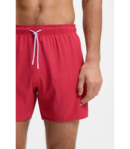 Boss Quick Dry Swim Shorts With Logo Detail Dark Red