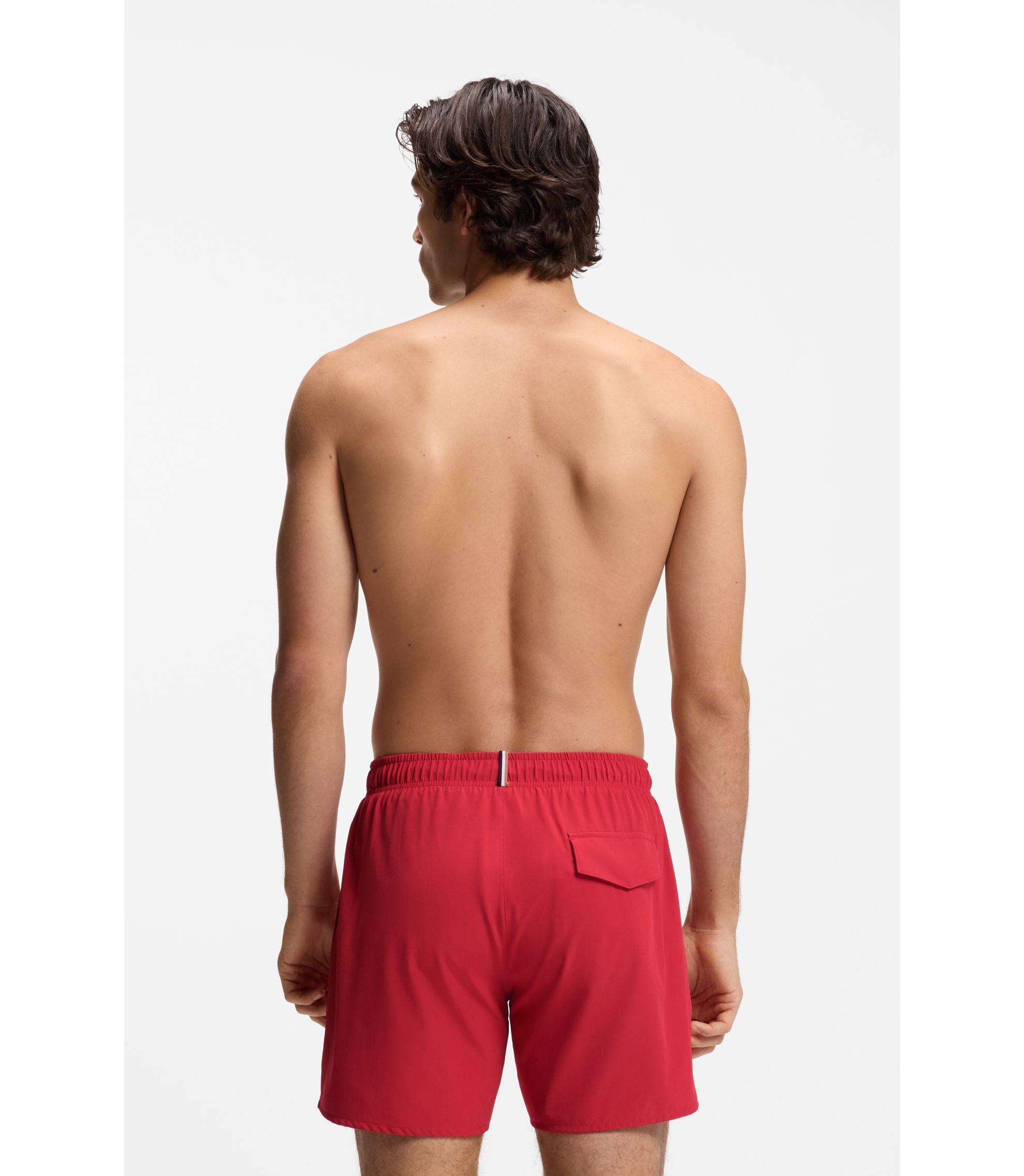 Boss Quick Dry Swim Shorts With Logo Detail Dark Red