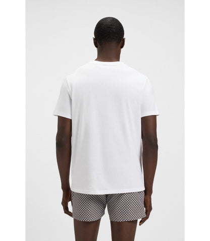 Boss Cotton Jersey T Shirt With Logo Print White