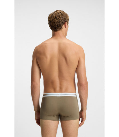 Boss Three Pack Of Trunks With Stripe And Logo Waistbands Patterned