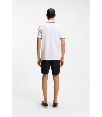 Boss Cotton Piqu Polo Shirt With Contrast Tipping White