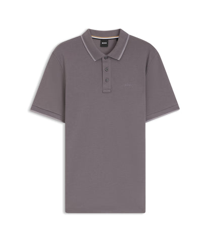 Boss Cotton Piqu Polo Shirt With Contrast Tipping Purple