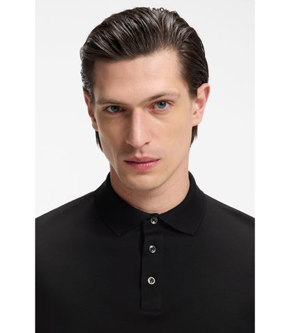 Boss Regular Fit Polo Shirt In Mercerized Italian Cotton Black