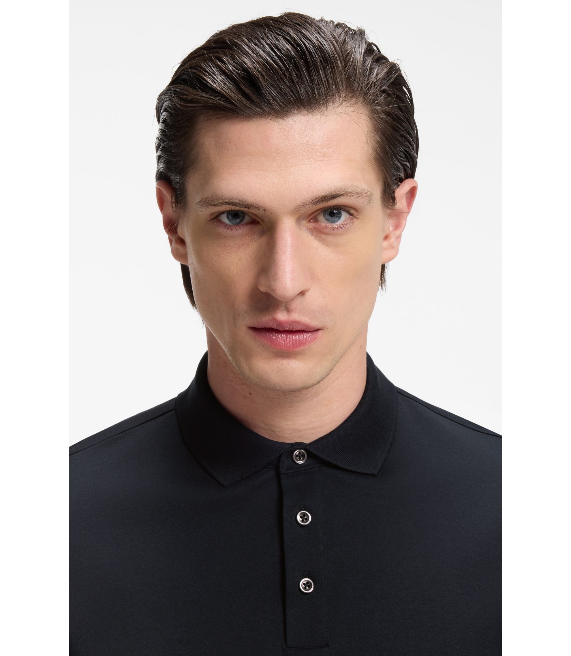 Boss Regular Fit Polo Shirt In Mercerized Italian Cotton Dark Blue