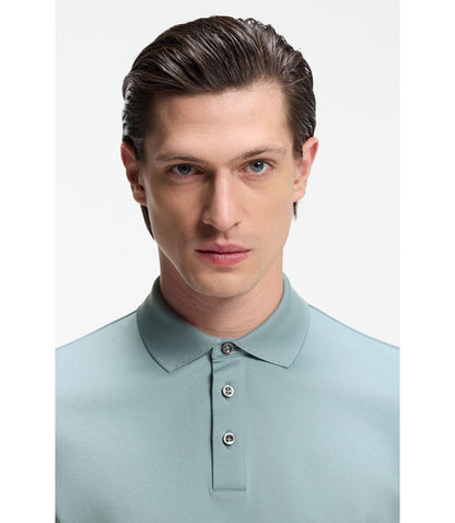 Boss Regular Fit Polo Shirt In Mercerized Italian Cotton Light Blue