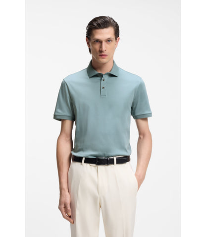 Boss Regular Fit Polo Shirt In Mercerized Italian Cotton Light Blue