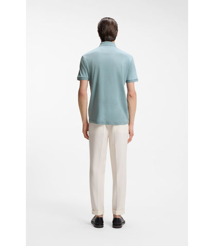 Boss Regular Fit Polo Shirt In Mercerized Italian Cotton Light Blue