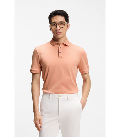 Boss Regular Fit Polo Shirt In Mercerized Italian Cotton Light Red