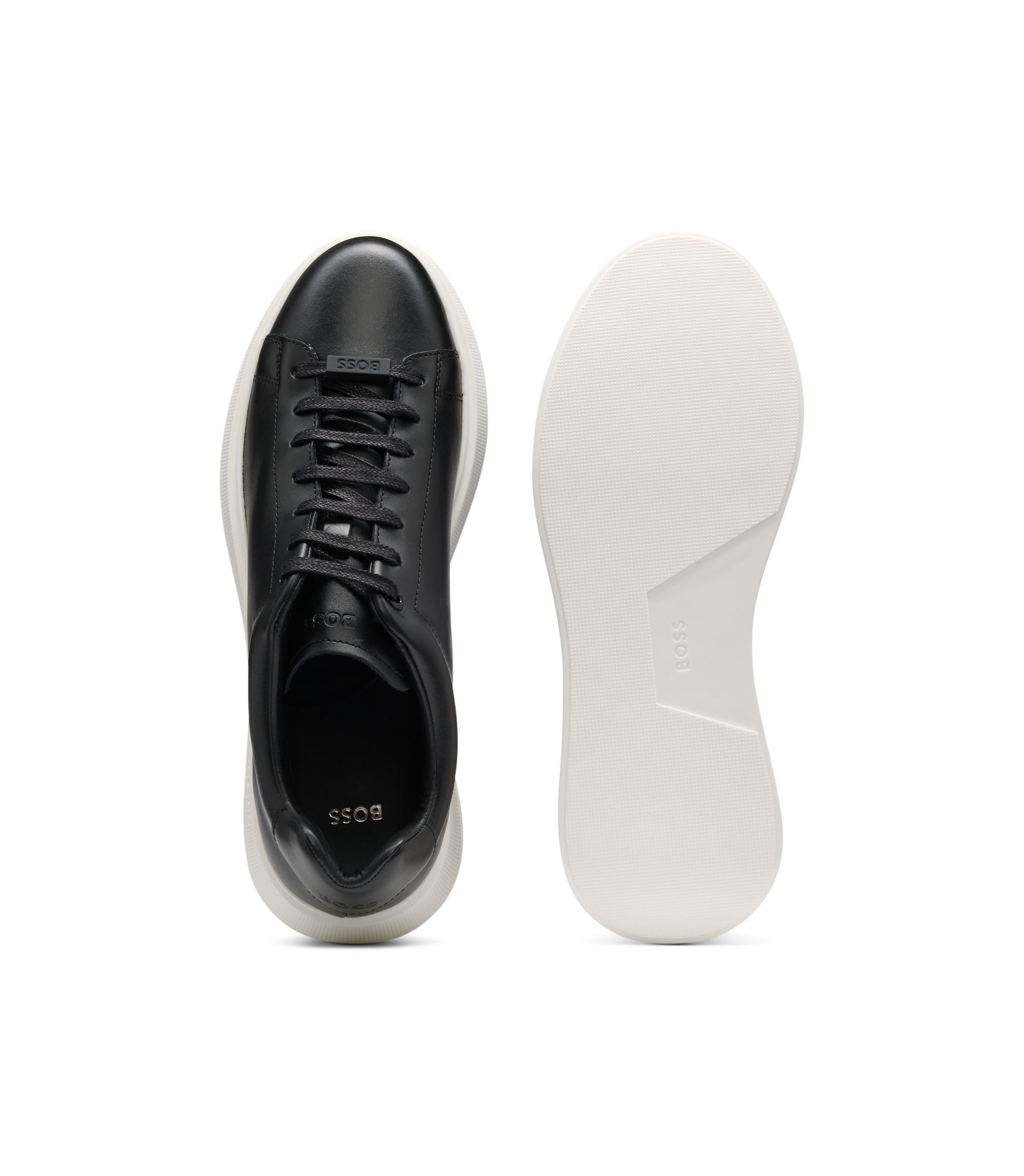Boss Leather Sneakers With Rubber Outsole Black Black