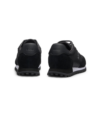 Boss Logo Trim Sneakers With Faux Leather Details Black Black