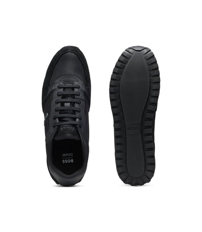 Boss Logo Trim Sneakers With Faux Leather Details Black Black