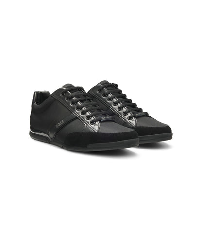 Boss Mixed Material Sneakers With Suede And Faux Leather Black Black