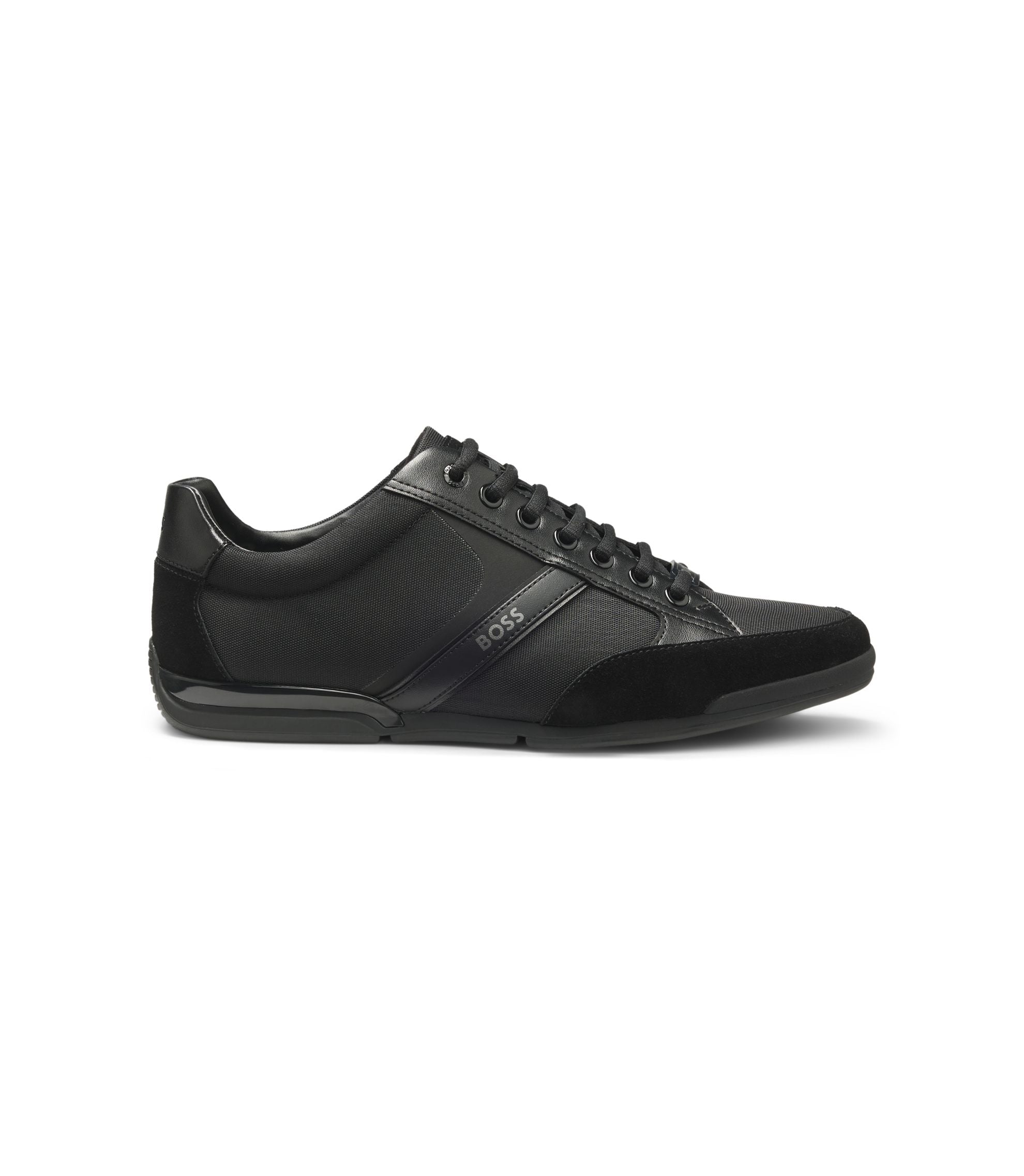 Boss Mixed Material Sneakers With Suede And Faux Leather Black Black