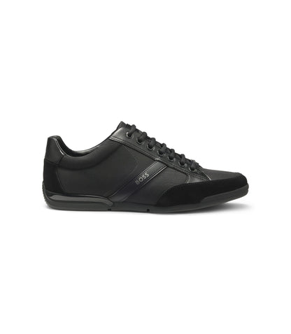 Boss Mixed Material Sneakers With Suede And Faux Leather Black Black