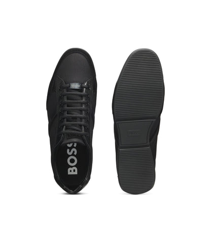 Boss Mixed Material Sneakers With Suede And Faux Leather Black Black