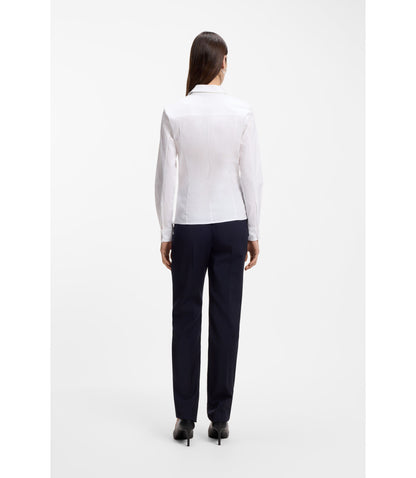 Boss Slim Fit Blouse In A Stretch Cotton White Women's