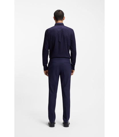Hugo Slim Fit Shirt In Cotton With A Stacked Logo Jacquard Dark Blue